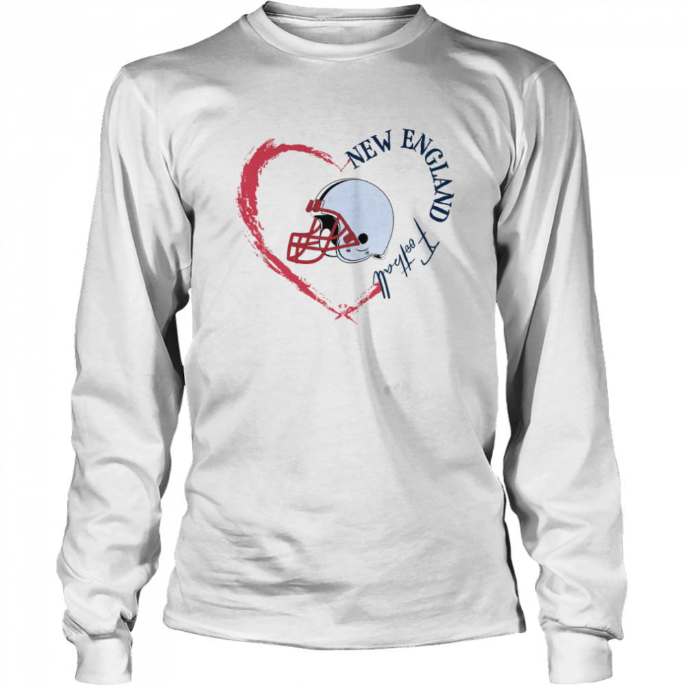 Vintage New England Football Heart Style shirt Long Sleeved T-shirt