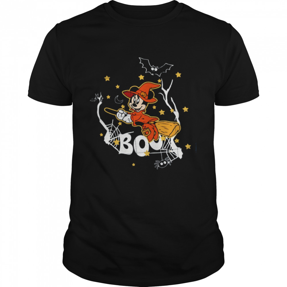 Mininie Witch Is Flying Boo Minnie Riding A Broom Halloween shirt