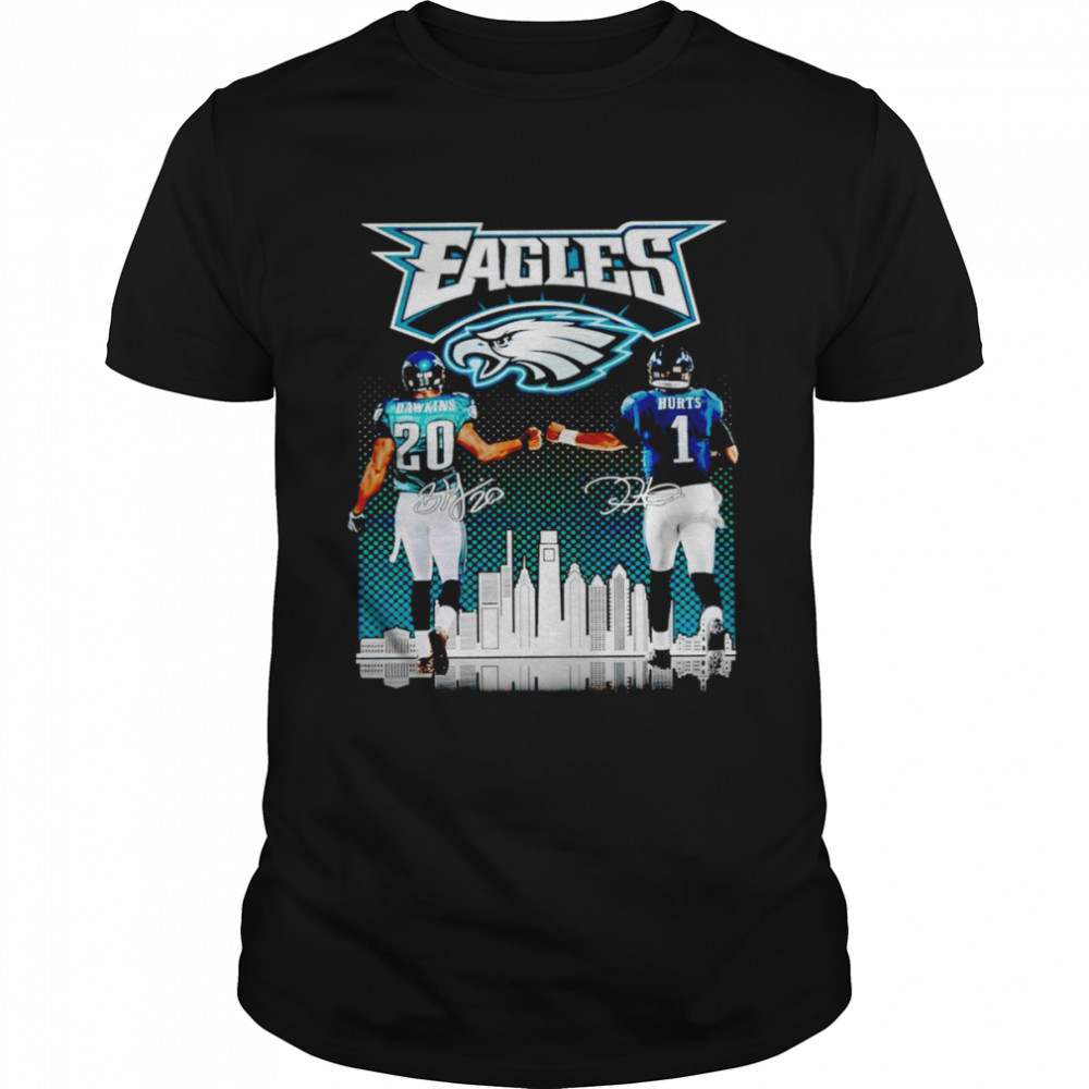 Philadelphia Eagles Brian Dawkins and Jalen Hurts signatures shirt