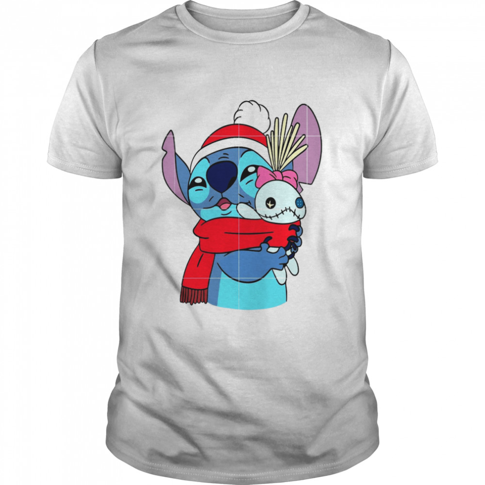 Red Design Santa Hat Present Holiday Stitch Christmas shirt