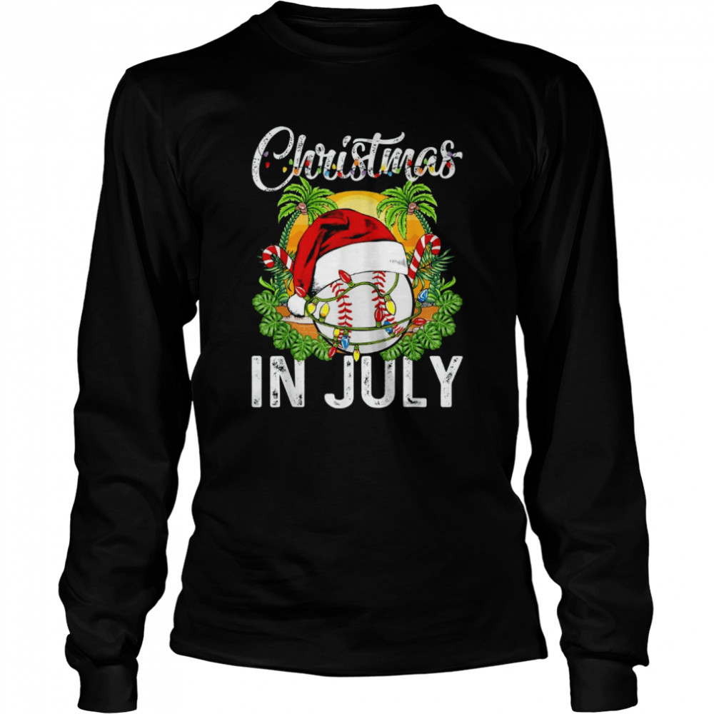 Christmas in July Baseball Santa Hat Summer T- Long Sleeved T-shirt