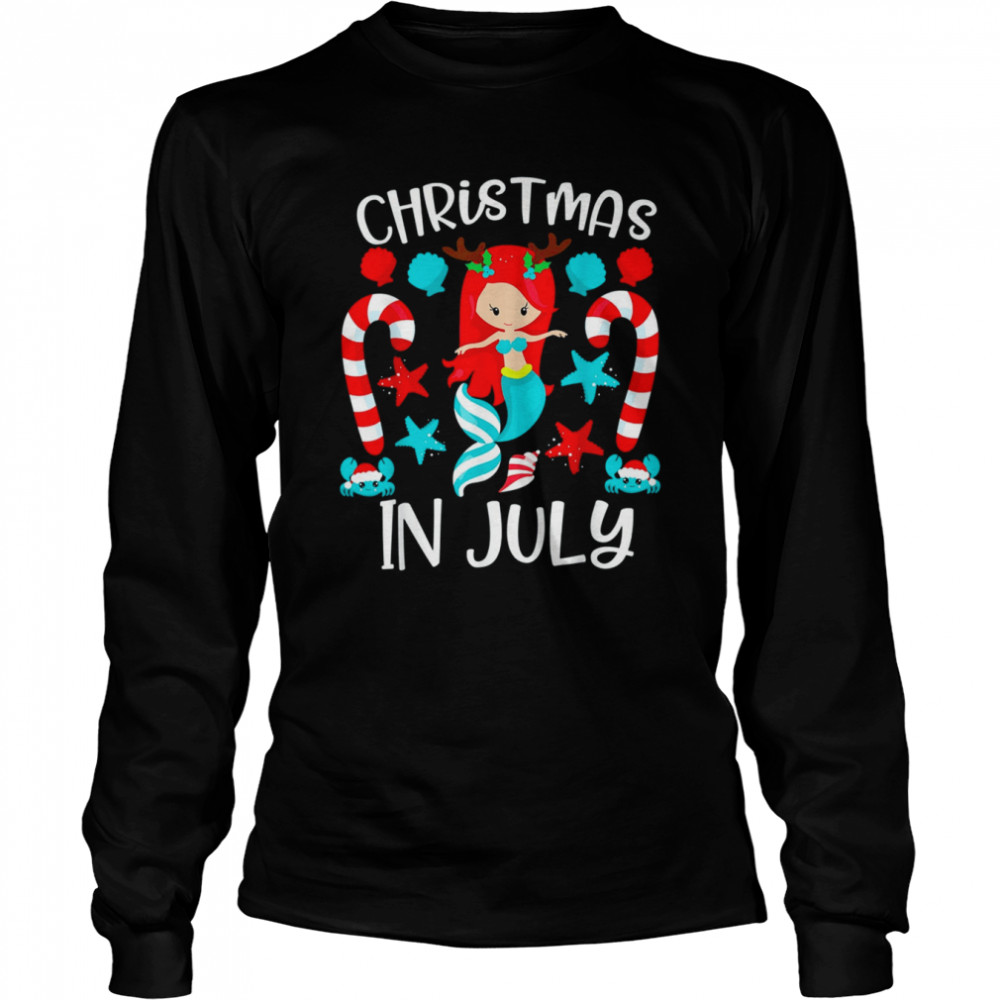 Christmas In July Cute Mermaid Summer Vacation T- Long Sleeved T-shirt