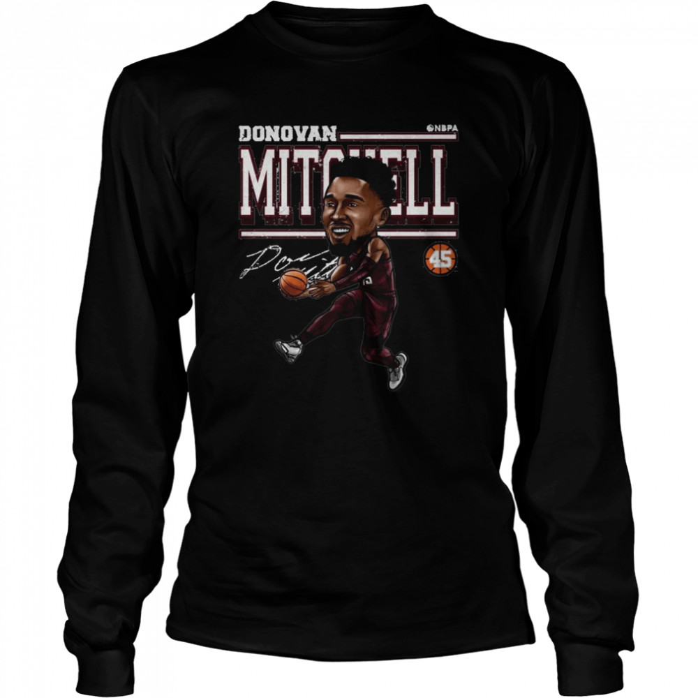 Donovan Mitchell Cleveland Cartoon Signature  Long Sleeved T-shirt