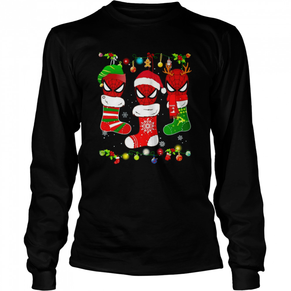 Marvel Spider-man Christmas Lights Holiday T- Long Sleeved T-shirt