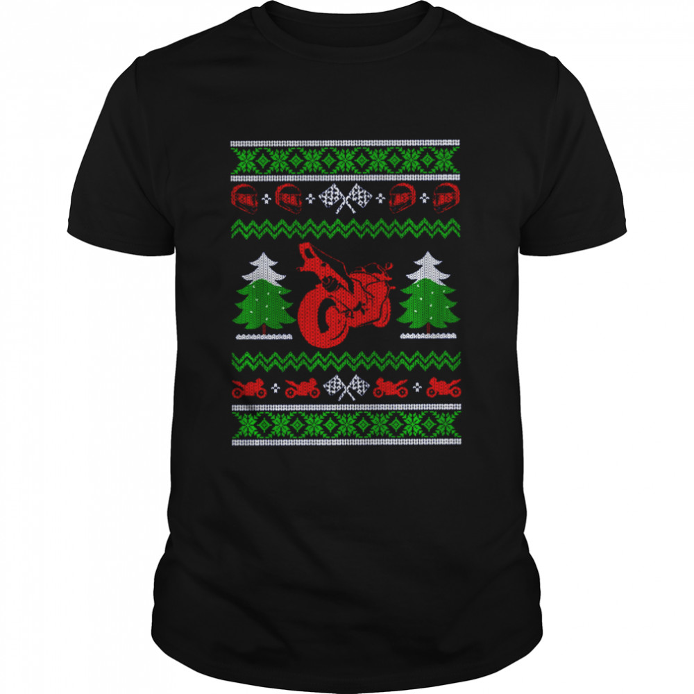 Red Sport Bike Motorcycle Rider Ugly Christmas shirt