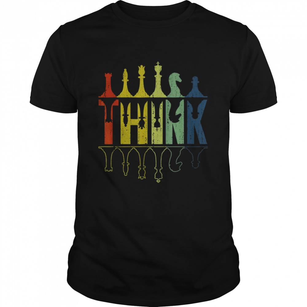 Think Retro Vintage Chess Pieces Player T-Shirt