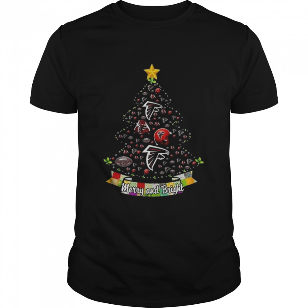 Merry And Bright Atlanta Falcons NFL Christmas Tree 2022 Shirt