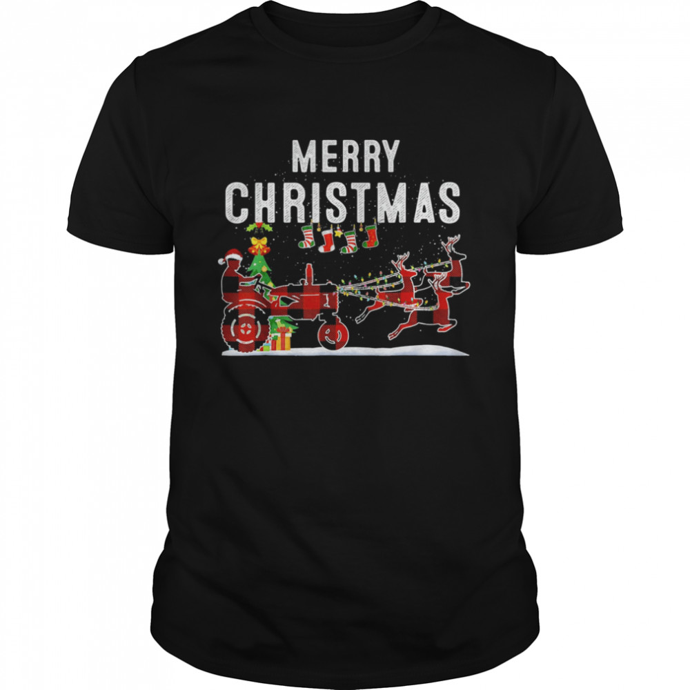 Farm Tractor Merry Christmas Farmer Xmas Gift Shirt