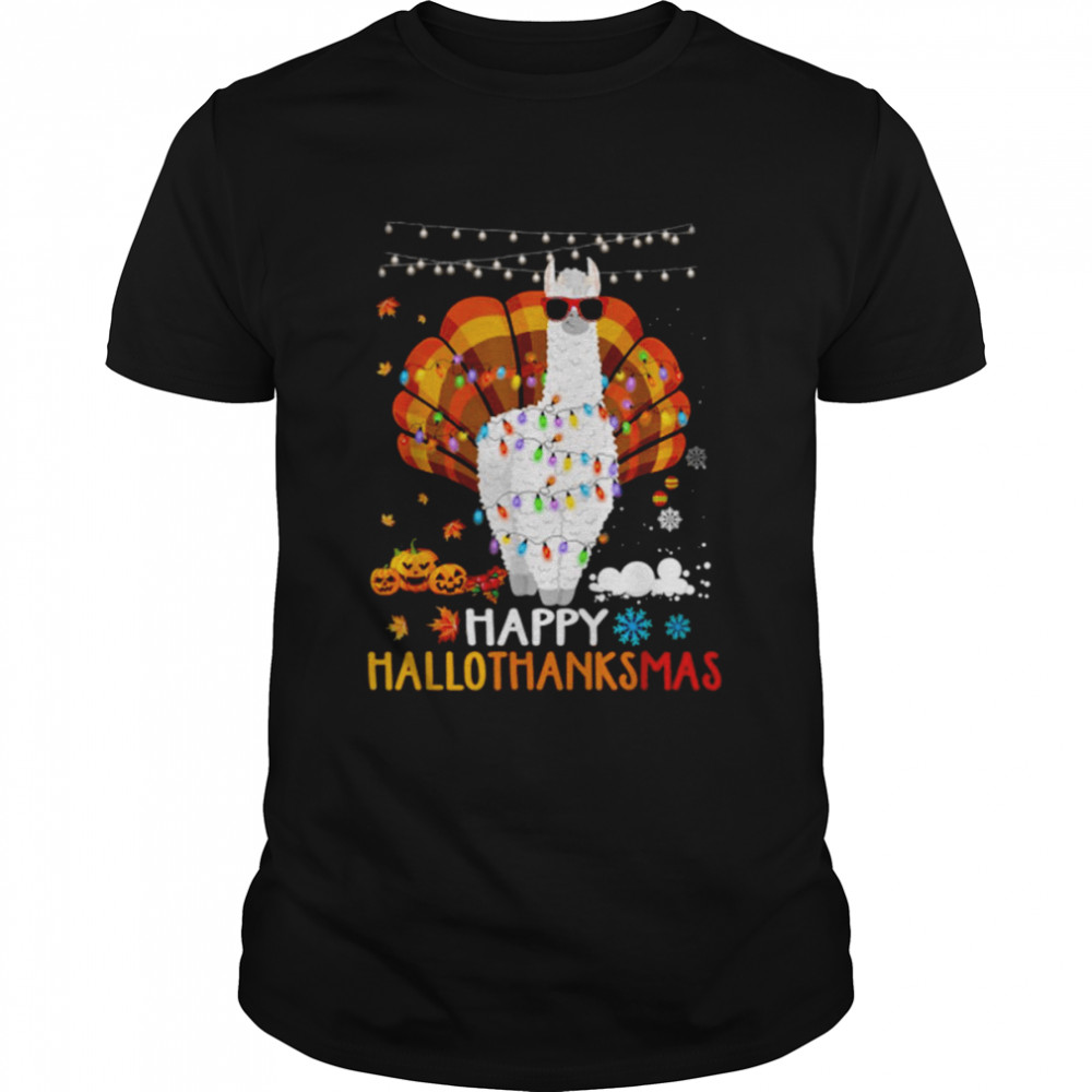 Llama Happy Hallothanksmas shirt