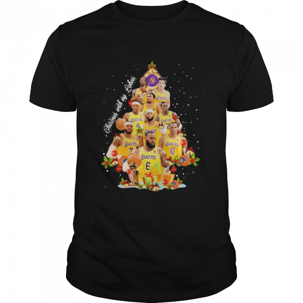 Los Angeles Lakers team Christmas with my Lakers signatures tree 2022 shirt