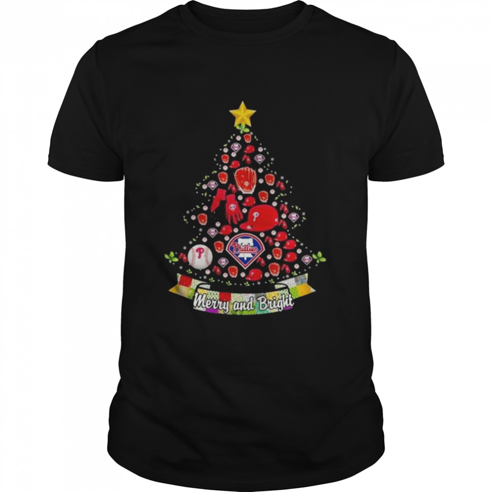 Merry And Bright Philadelphia Phillies MLB Christmas Tree 2022 Shirt