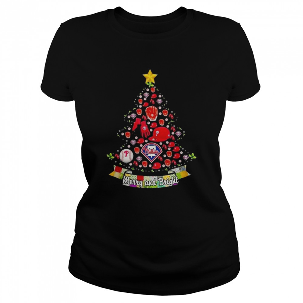 Merry And Bright Philadelphia Phillies MLB Christmas Tree 2022  Classic Women's T-shirt
