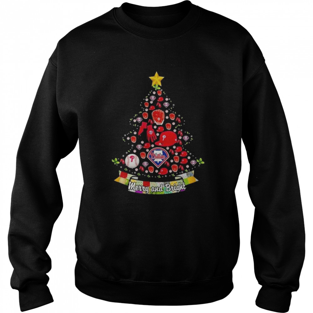 Merry And Bright Philadelphia Phillies MLB Christmas Tree 2022  Unisex Sweatshirt