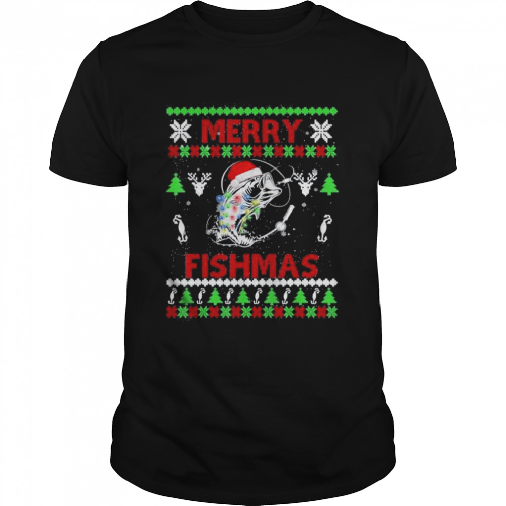 Merry Fishmas Funny Fishing Christmas UGLY Pajama Fishers 2022 T-Shirt