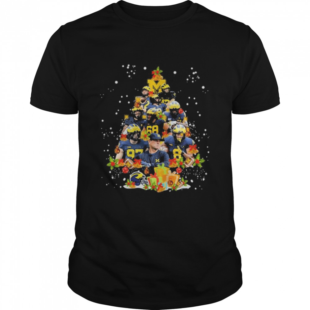 Michigan Wolverines team Merry Christmas tree light shirt