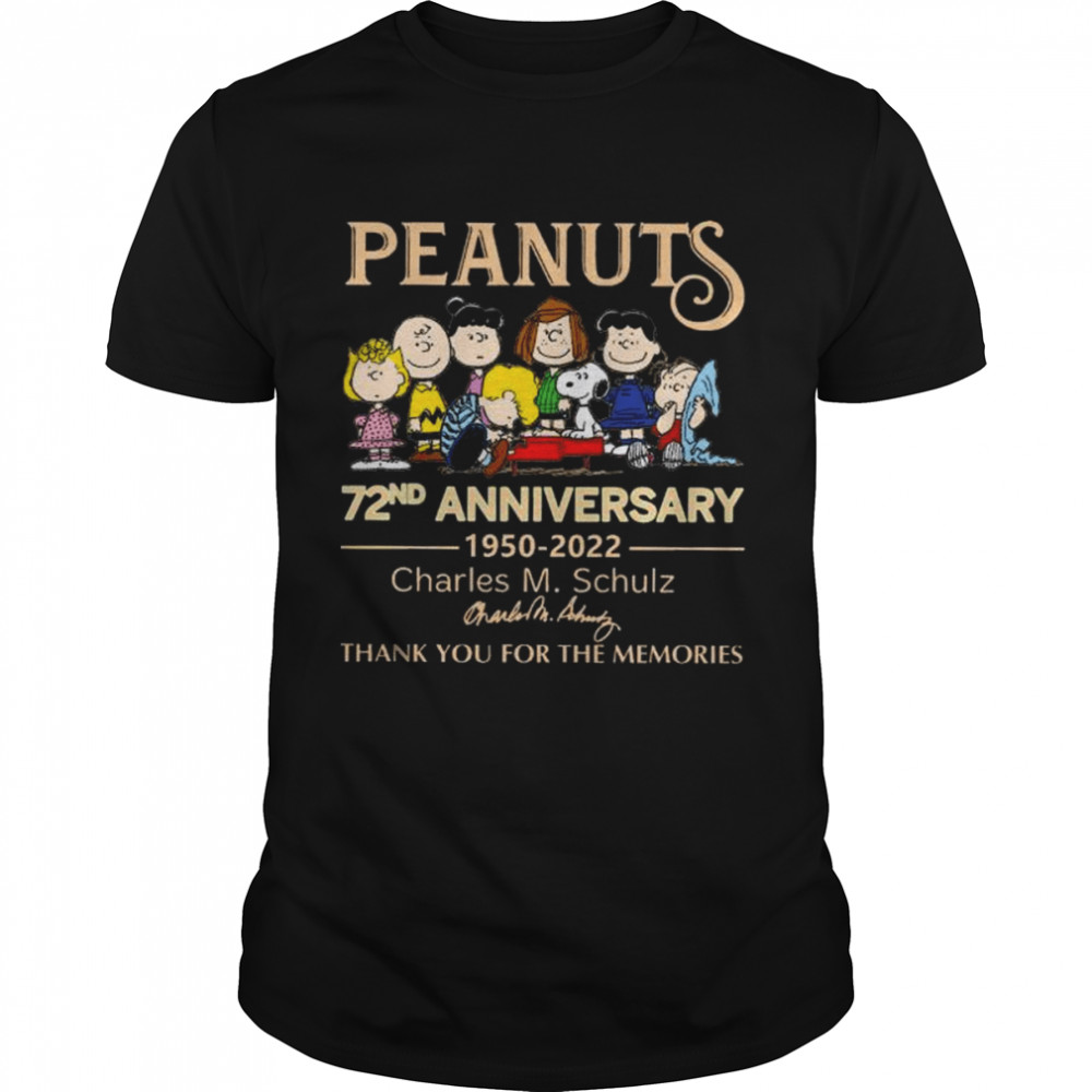 Peanuts 72nd anniversary 1950 2022 thank you for the memories signatures shirt