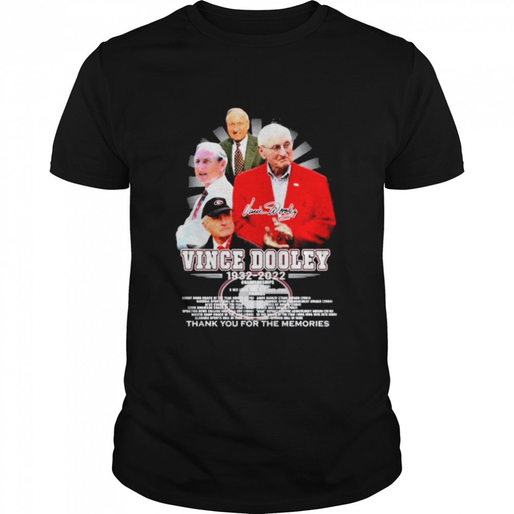 Vince Dooley Georgia Bulldogs 1932-2022 thank you for the memories signature shirt