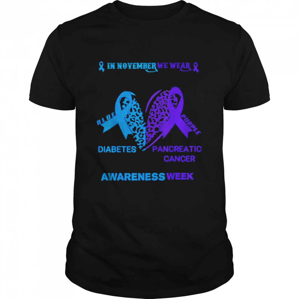 We Wear Blue Purple For Cancer and Diabetes Awareness Week T-Shirt