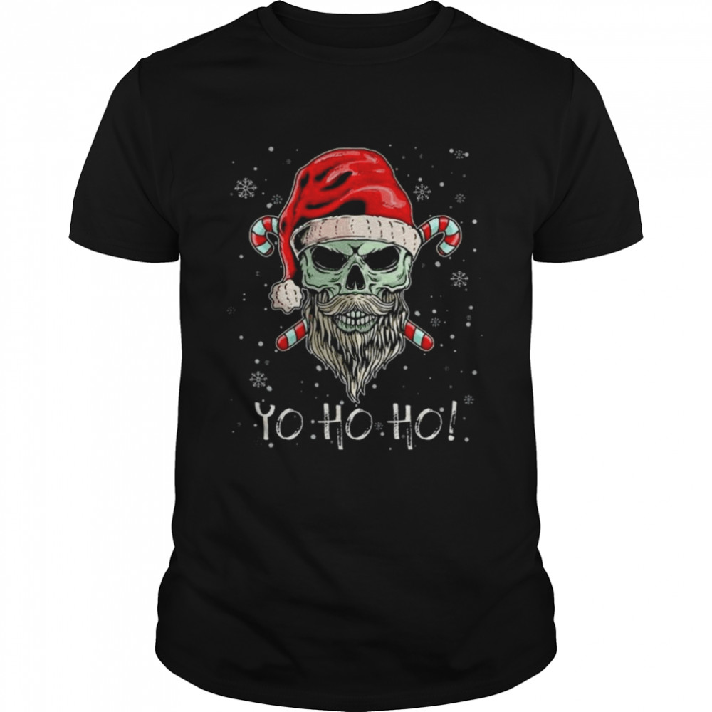 Cool Skull Beard Santa Pirate Christmas Jolly Roger Pajamas 2022 shirt