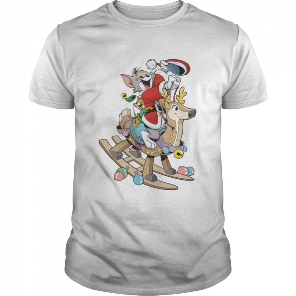 Tom Riding Erindeer Tom And Jerry Cartoon shirt