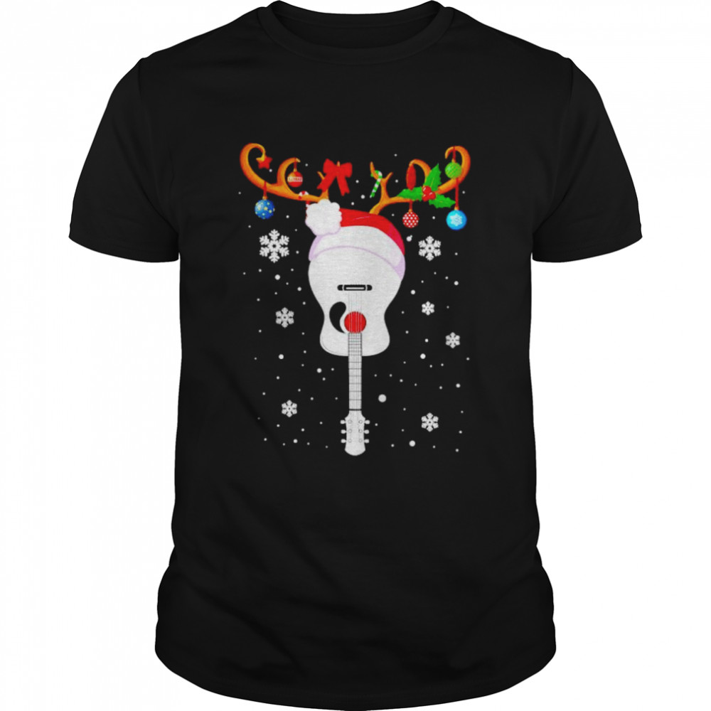 christmas guitar Santa hat reindeer shirt