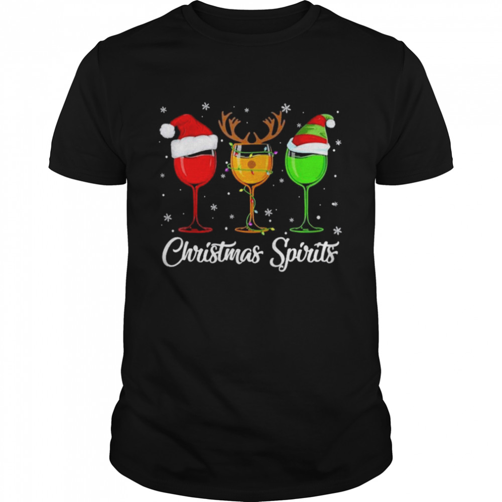 Christmas Spirits Glasses Of Wine Xmas Drinking Men Women shirt