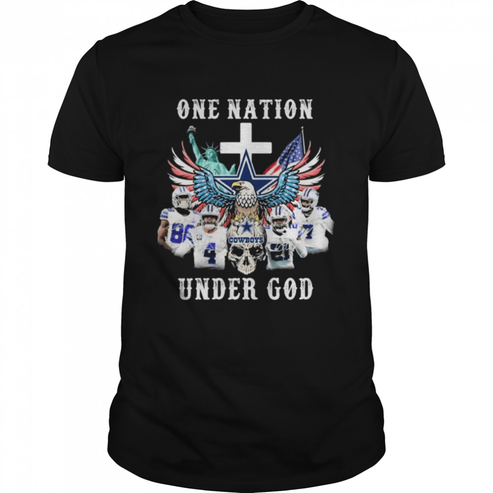 Eagle Holding Skull Dallas Cowboys One Nation Under God Signatures Shirt