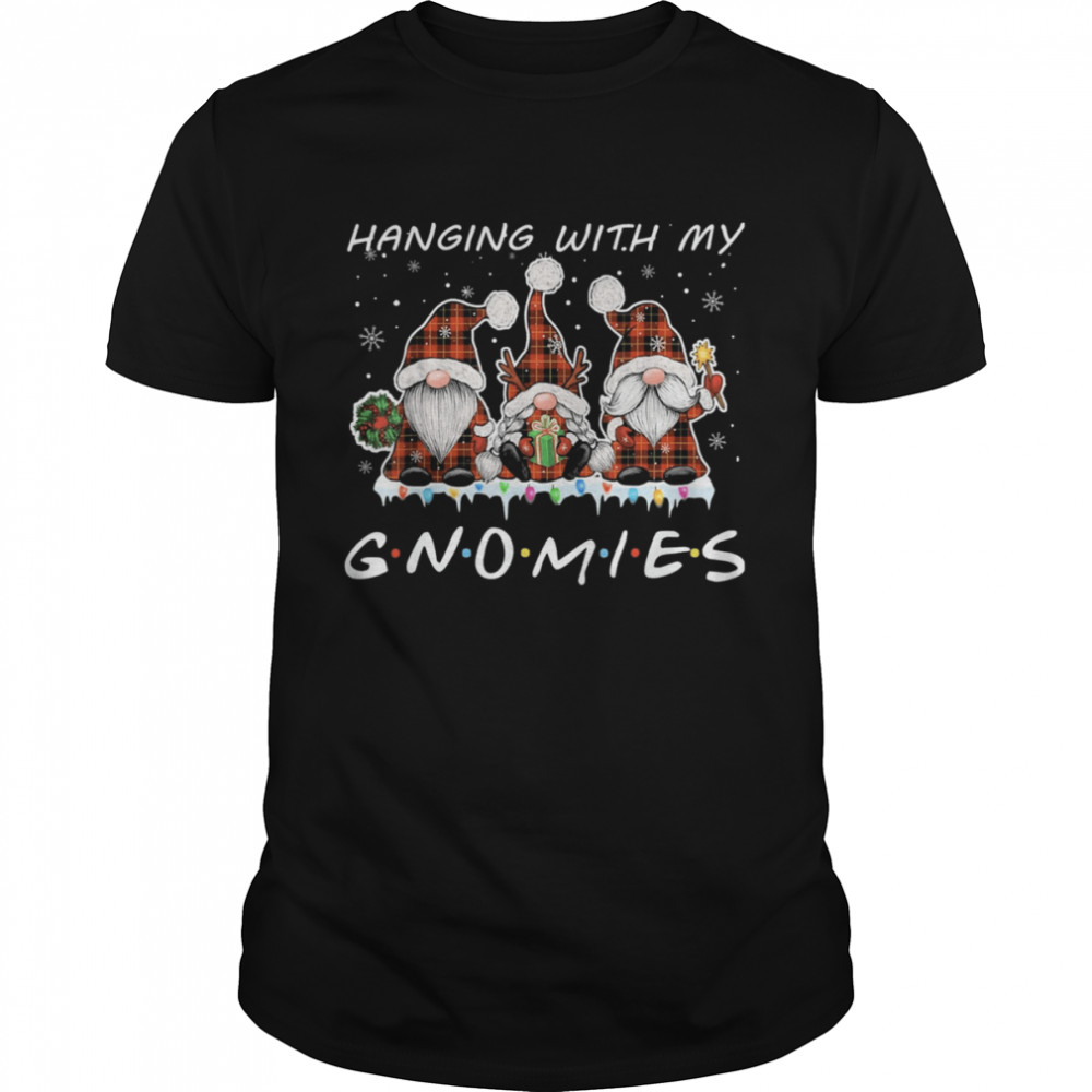 Hanging With My Gnomies Buffalo Plaid Red Christmas Lights Shirt