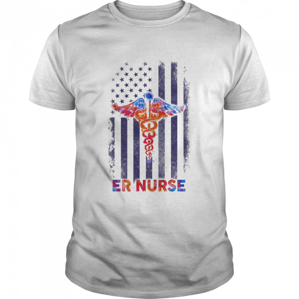 Awesome Er Nurse American Flag Shirt