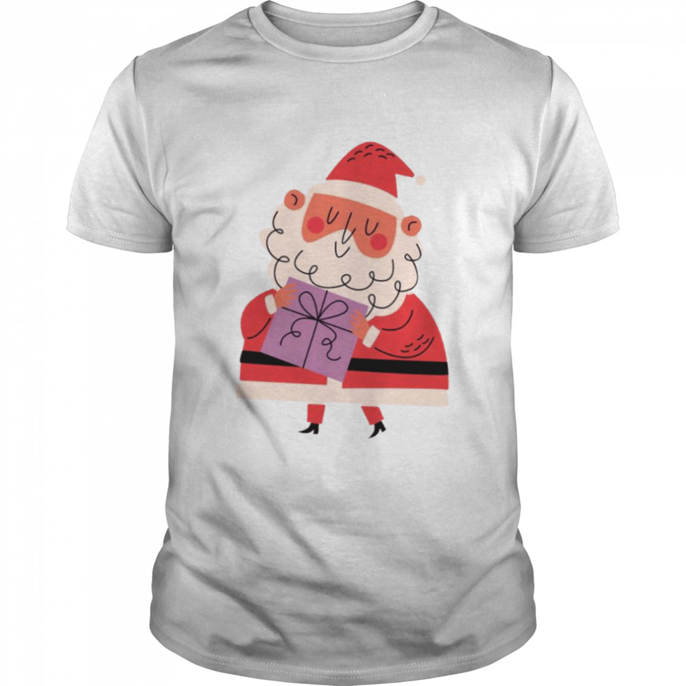 Christmas time cute Santa with a present shirt