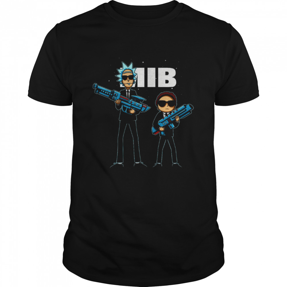 Men in black mib rick and morty cartoon shirt