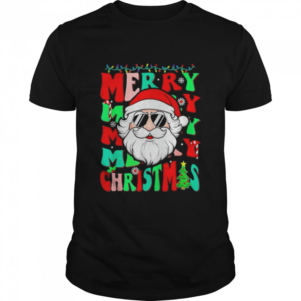 Merry Christmas Vibes Family Santa 2022 Groovy Squad Xmas T-Shirt