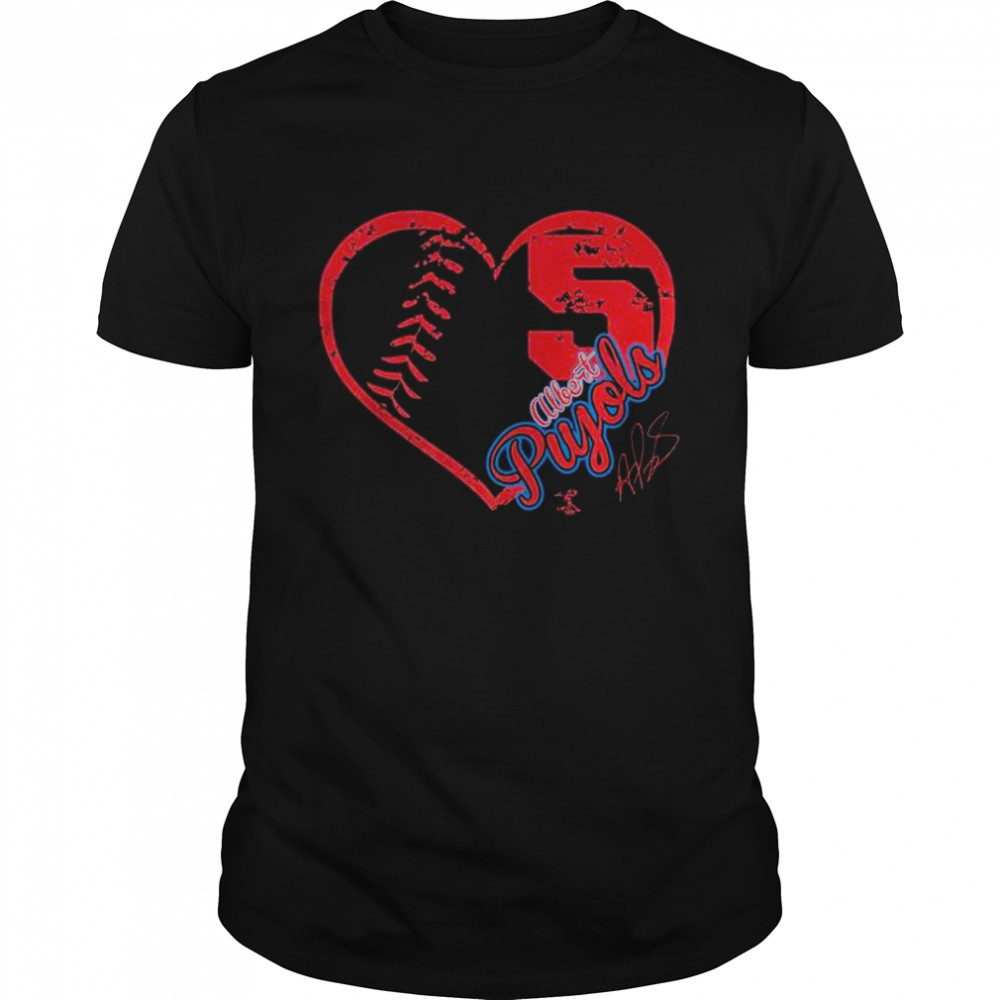 St Louis Albert Pujols Heart Team Signature 2022 Shirt