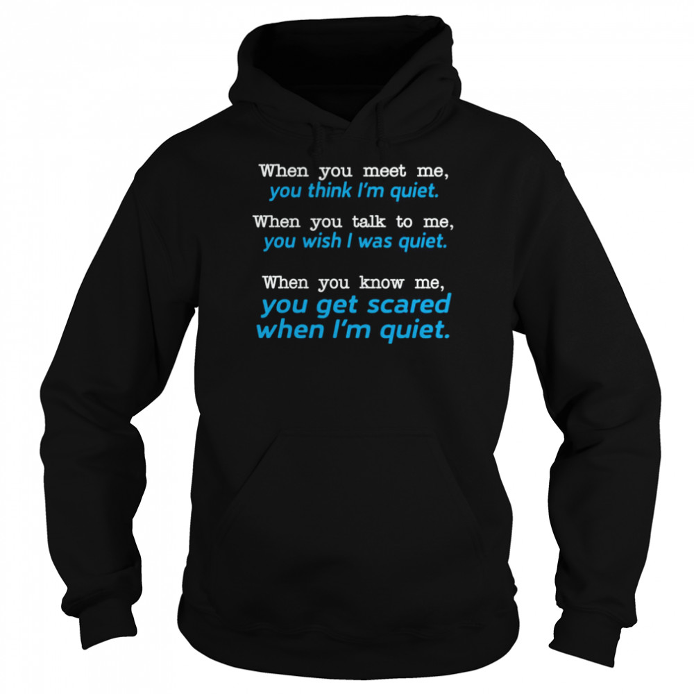 When You Meet Me You Think I’m Quiet When You Talk To Me You Wish I Was Quiet  Unisex Hoodie