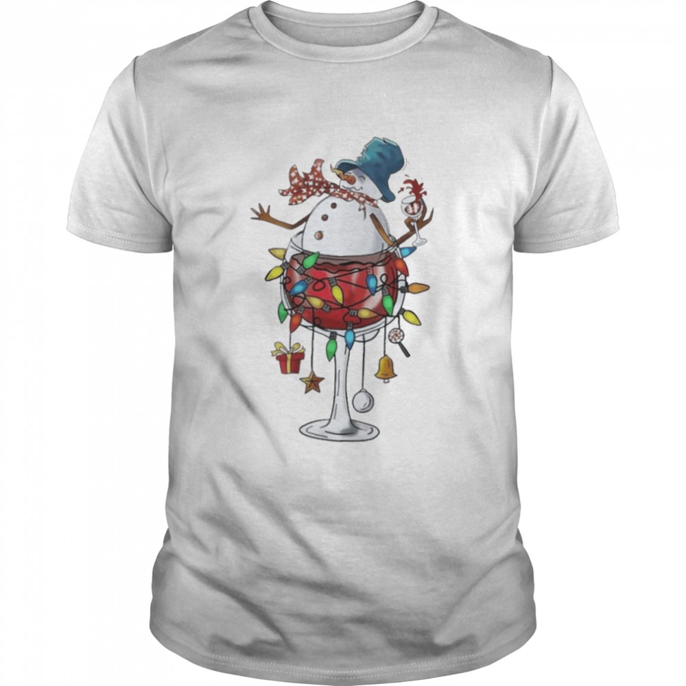 Glass Of Red Wine Snowman Drinker Christmas shirt