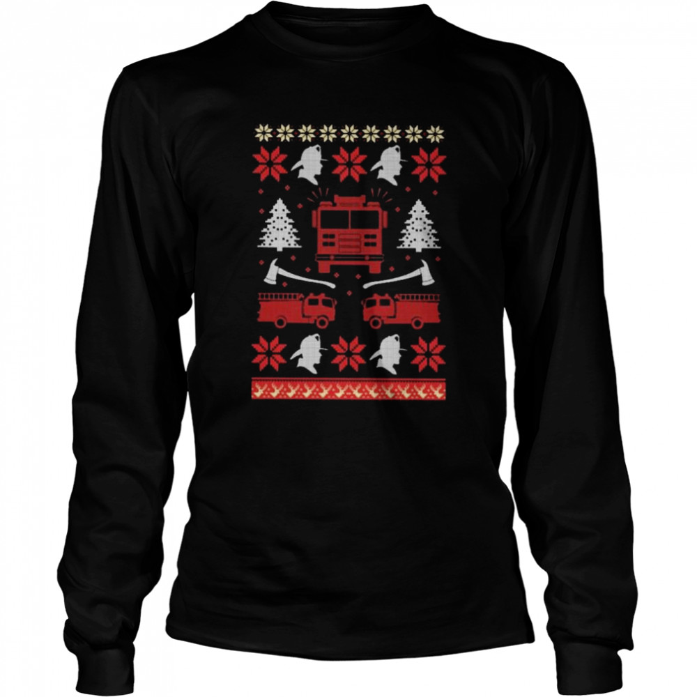 Fire fighter 2022 ugly Christmas shirt Long Sleeved T-shirt