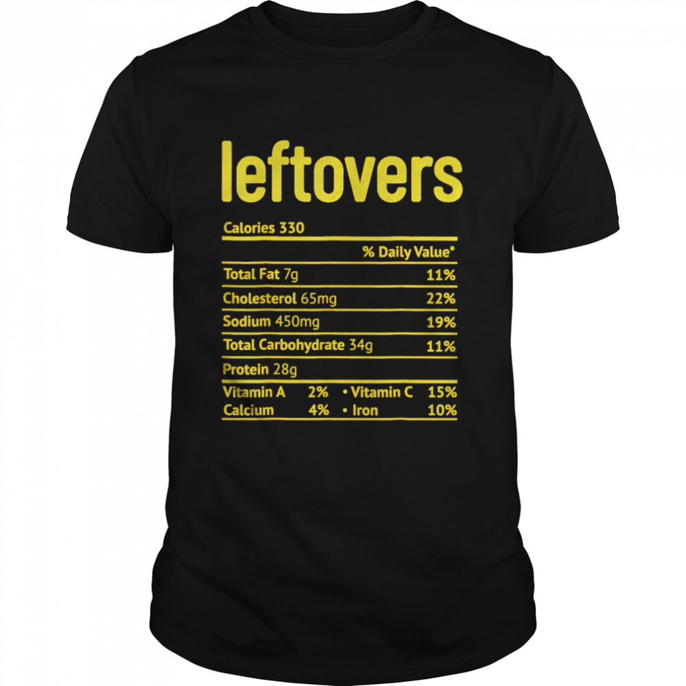 Leftovers nutrition facts Thanksgiving Christmas shirt