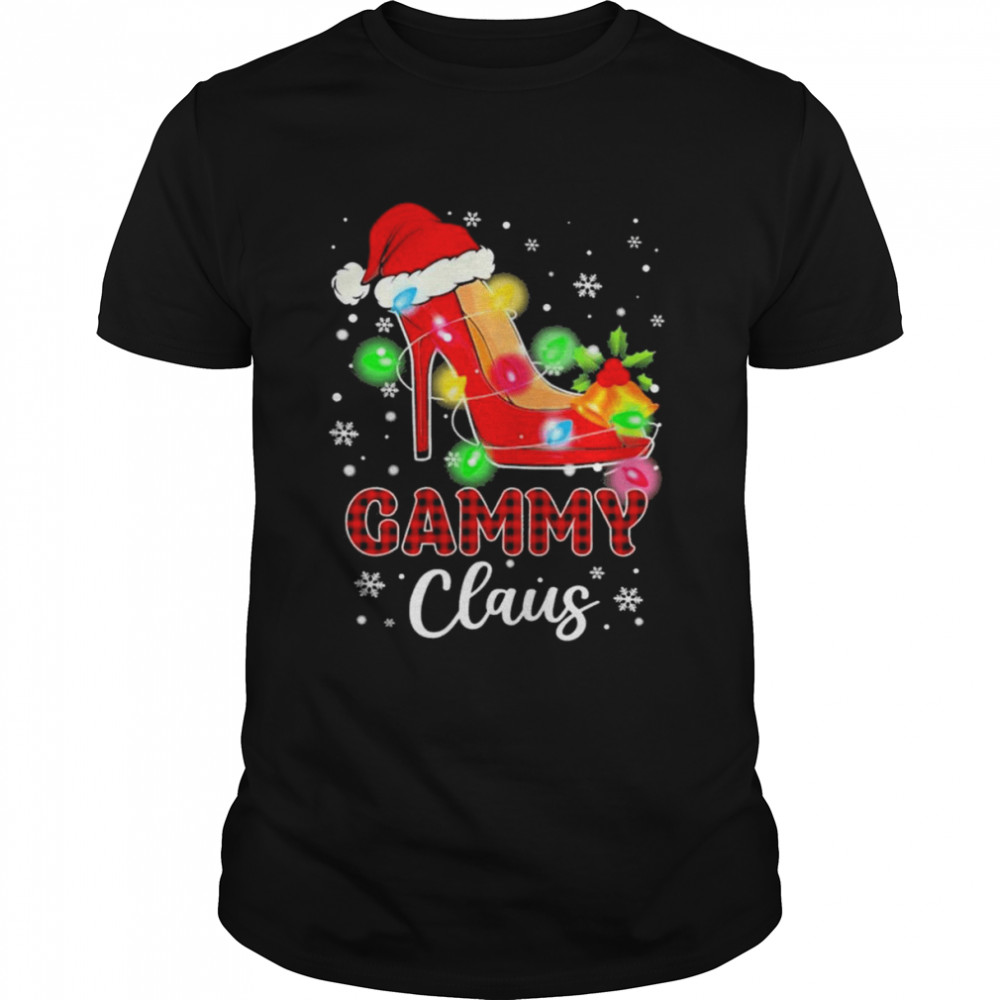 Santa High-heeled Gammy Claus Merry Christmas light shirt