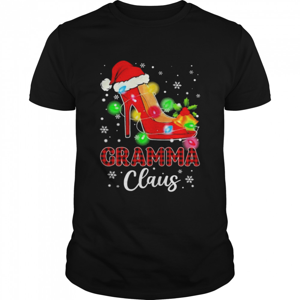 Santa High-heeled Gramma Claus Merry Christmas light shirt