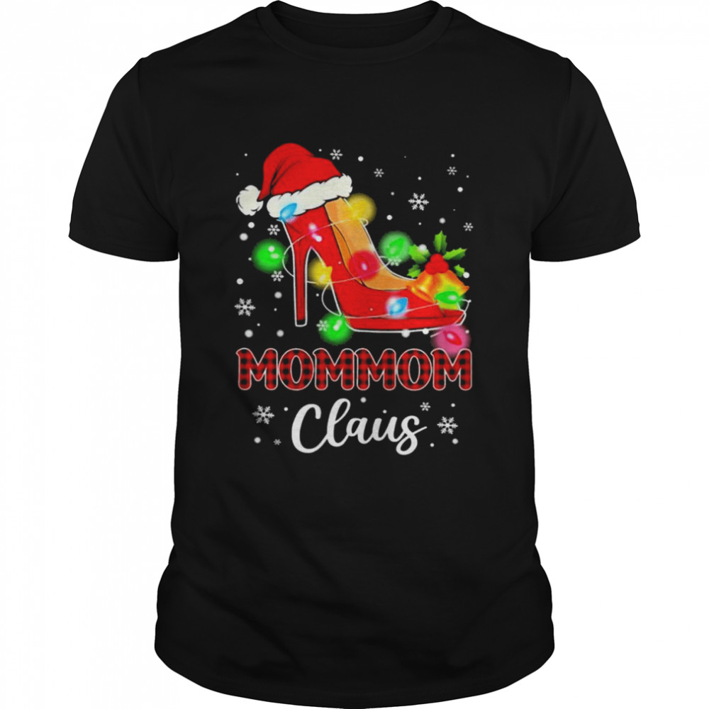 Santa High-heeled Mommom Claus Merry Christmas light shirt