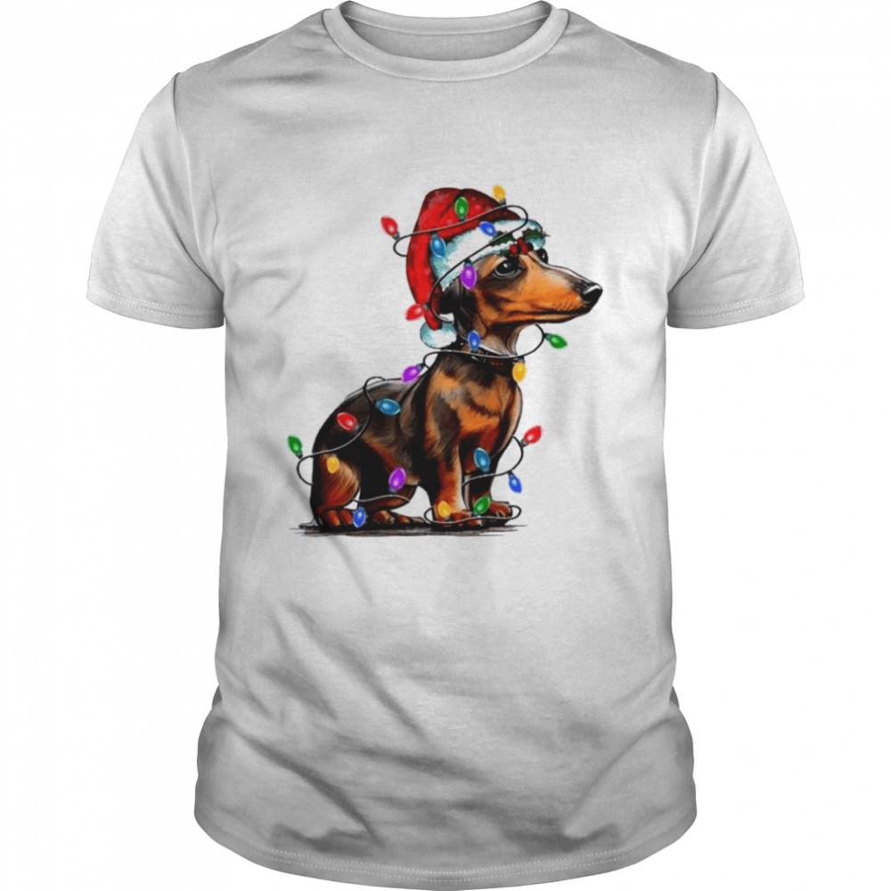 Santa Light Dachshund Christmas 2022 shirt