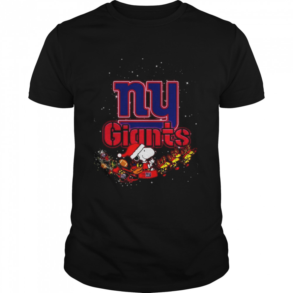 Santa Snoopy Riders Woodstock Merry Christmas New York Giants shirt