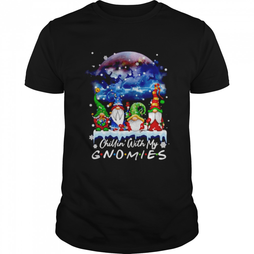 Chillin’ with my gnomes lights moon merry Christmas sweater