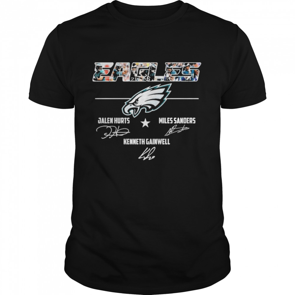 Philadelphia Eagles Jalen Hurts Miles Sanders And Kenneth Gainwell Signatures Shirt