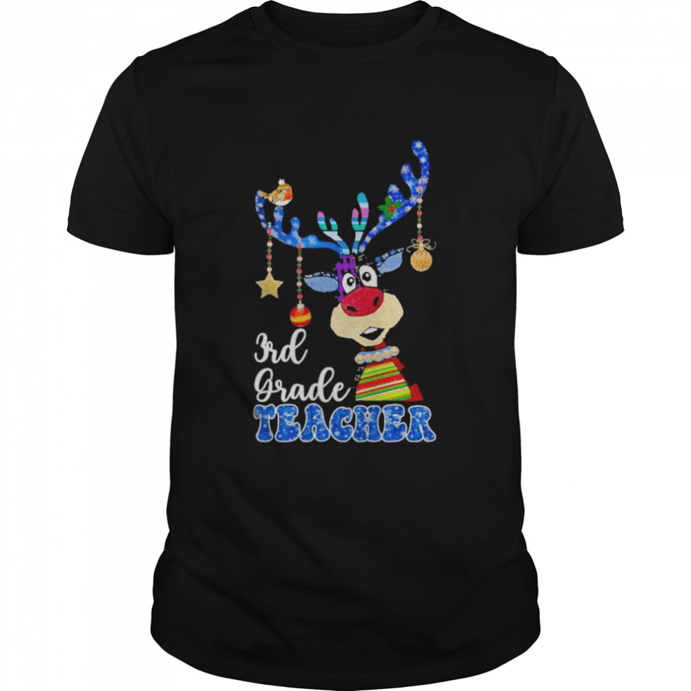 Reindeer Bauble 3rd Grade Teacher Merry Christmas 2022 shirt