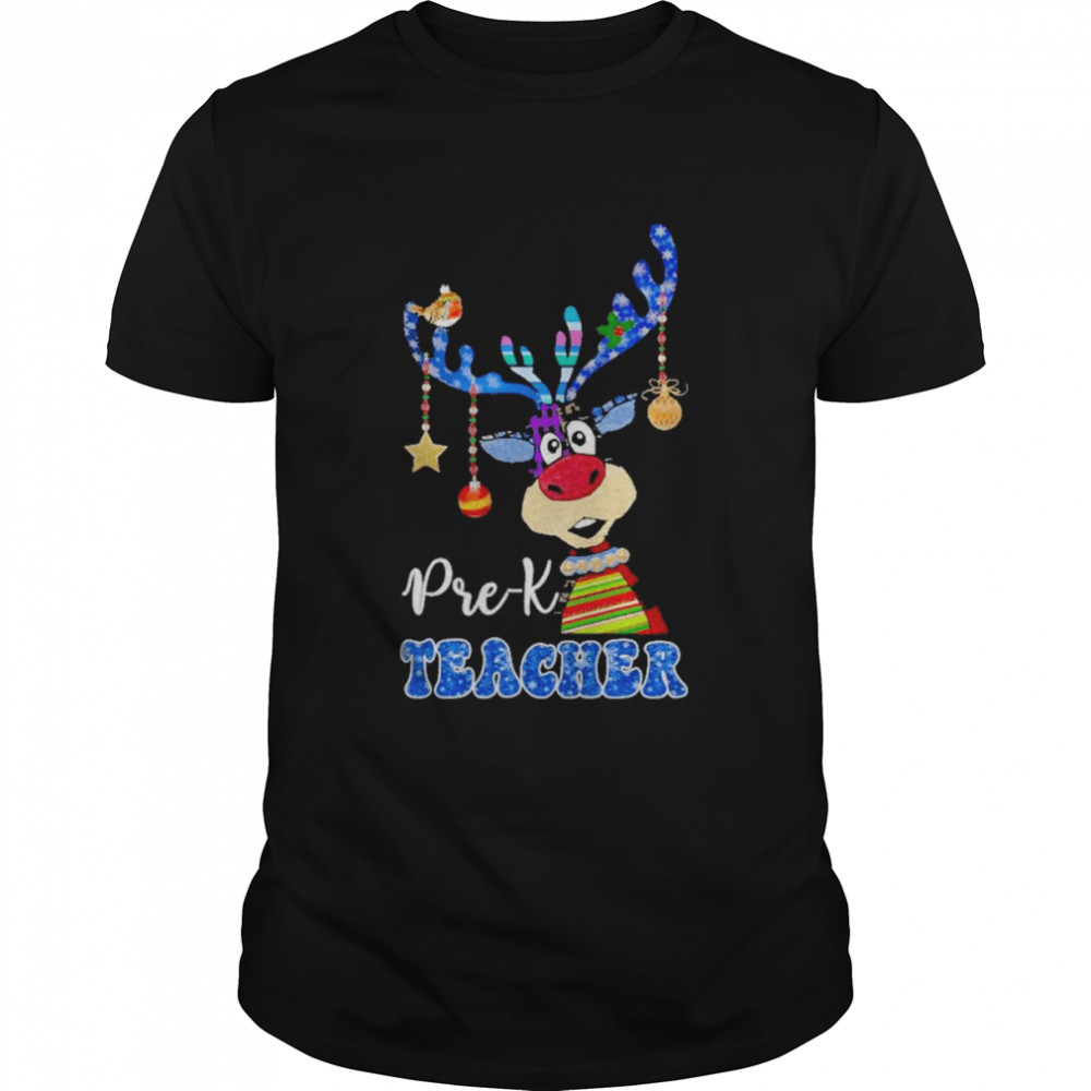 Reindeer Bauble Pre-K Teacher Merry Christmas 2022 shirt