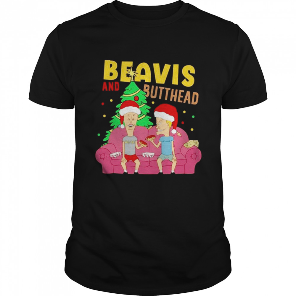 beavis and Butthead eating in Christmas shirt