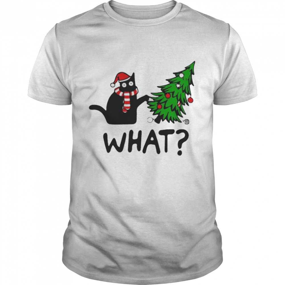 Black Cat Christmas Tree What Shirt