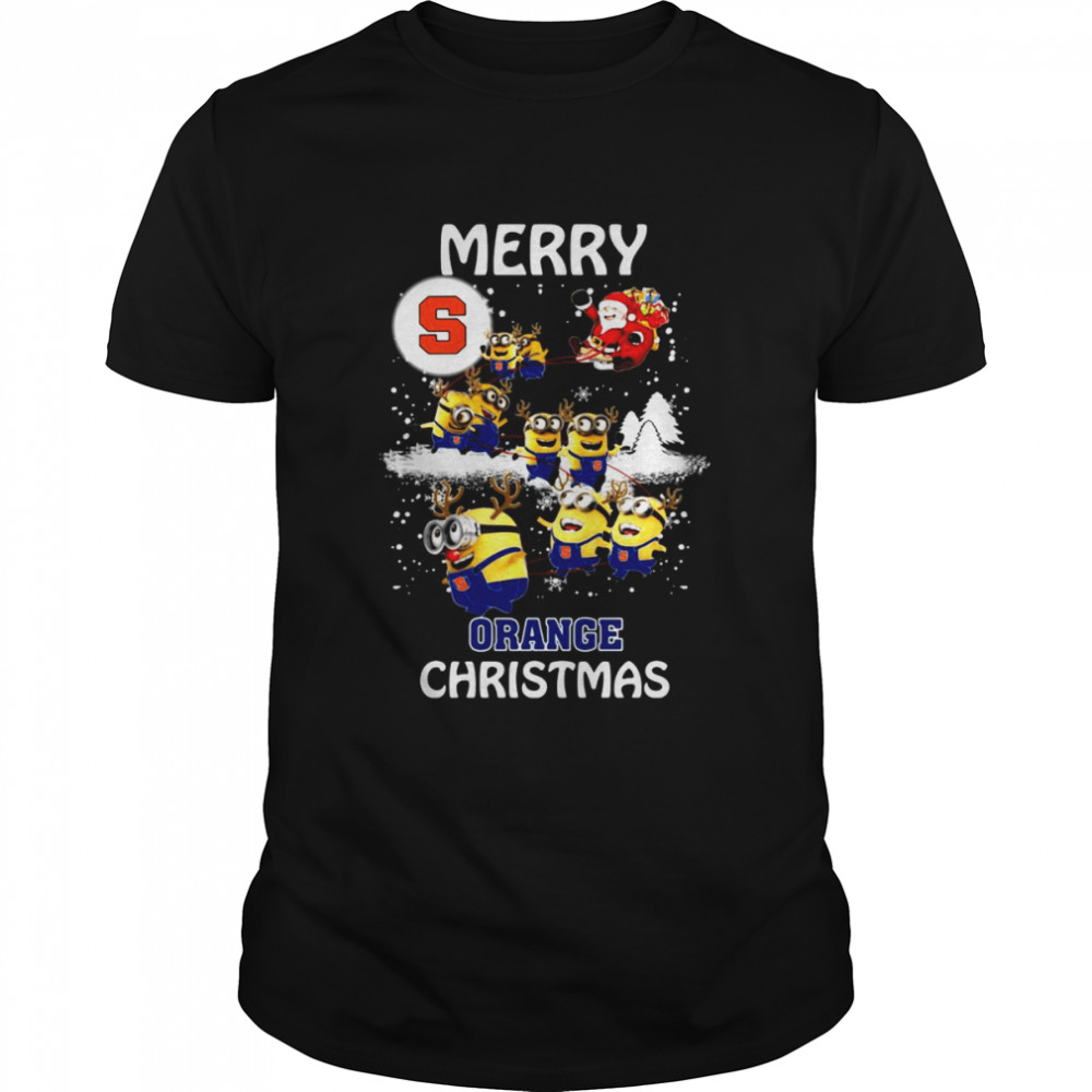 Santa Claus With Sleigh Minions Syracuse Orange Christmas shirt