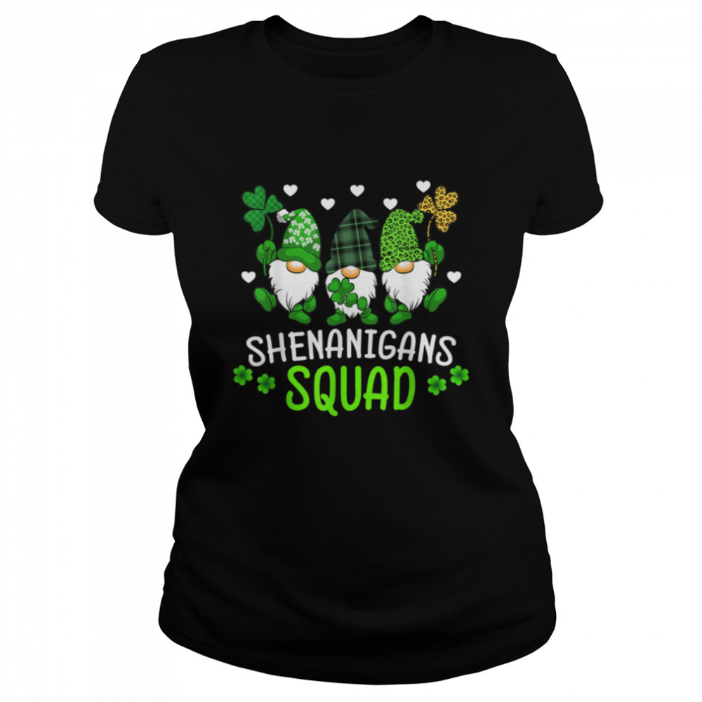 Shenanigans Squad St Patricks Day Gnomes Green Proud Irish T- B0BML6MHZD Classic Women's T-shirt